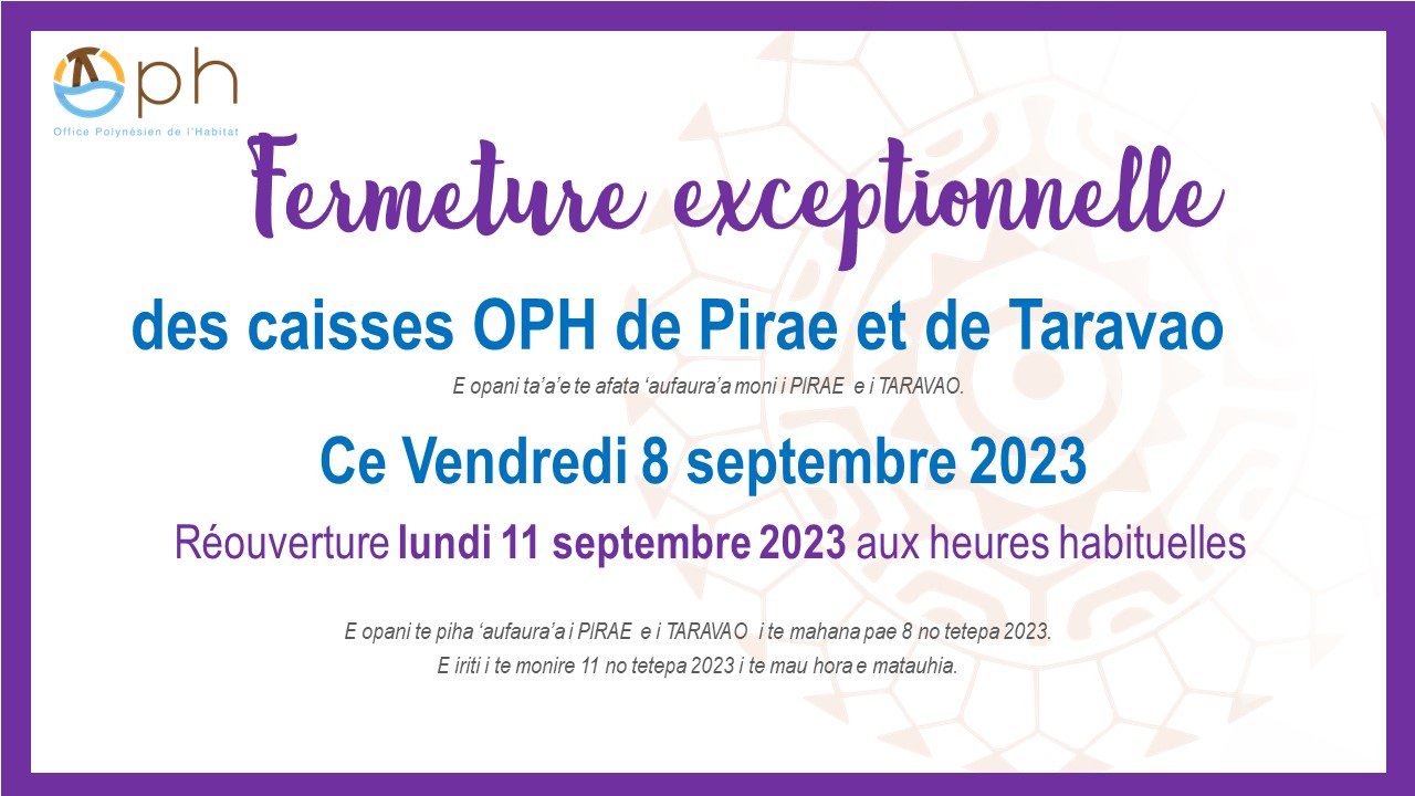 Fermeture exceptionnelle des caisses de l'OPH